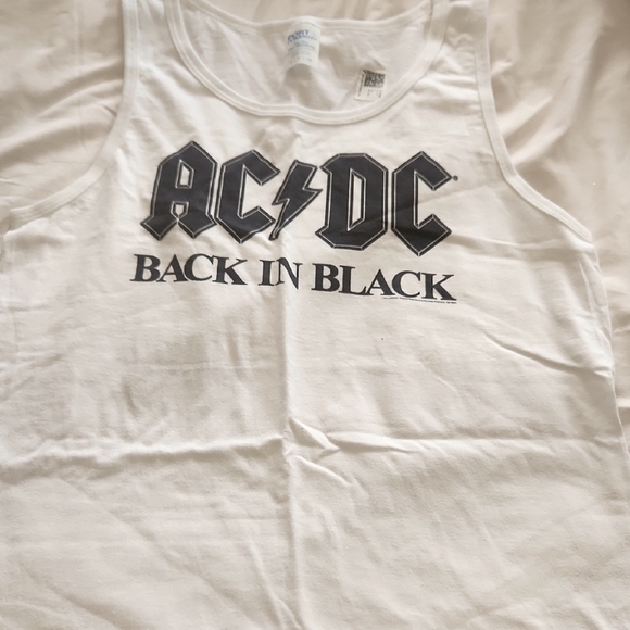 Tops - AC/DC Back in Black White Tank Top